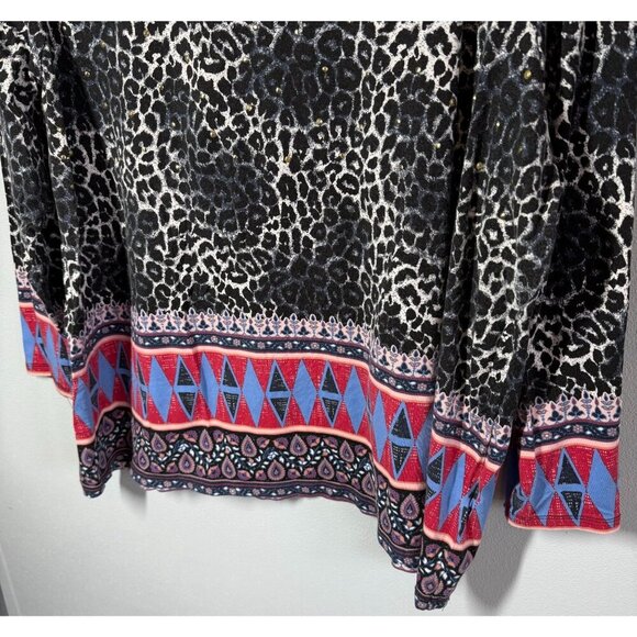 Rafaella Weekend Womens Knit Top 3X Animal Southwest Design Gold Embellishments - Picture 6 of 12